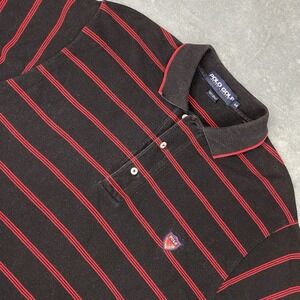 Vintage Polo‎ Golf Ralph Lauren Shirt Mens Size M Black Red Striped Crest Logo